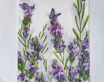 Lavender and Butterflies Purple Set of 2, Guest Napkins for Decoupage and Crafting
