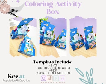 Coloring Activity Box Template, Coloring Pages Box Template, Silhouette and Cricut Friendly, Read Descriptions First