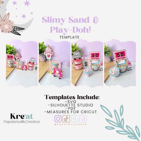 Slimy Sand and Play-Doh Box Template,  Silhouette and Cricut Friendly,  Read Descriptions First