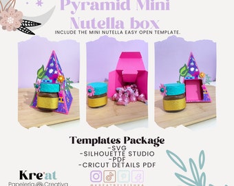 Kr&#39;eat Pyramid Mini Nutella Box Template, Mini Nutella Template, Cricut and Silhouette User Friendly / Read Description First