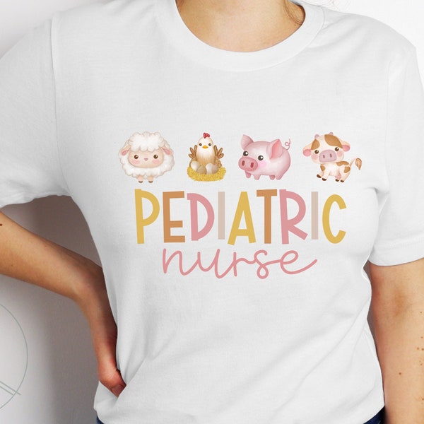 Pediatric Nurse Barnyard Animals Shirt, Cute Peds Nurse Tee, Pediatric Nurse Gift, PEDS Gift, Farm Animal Pediatric Nurse TShirt, PEDS Farm