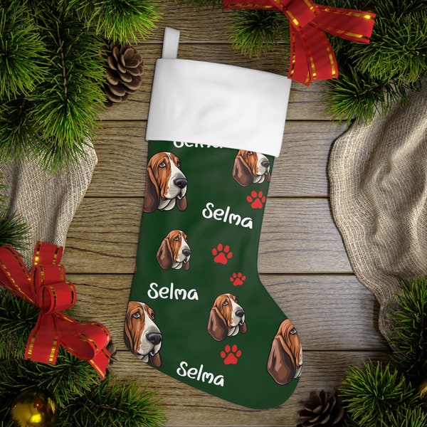 Dog Christmas Stocking Basset Etsy