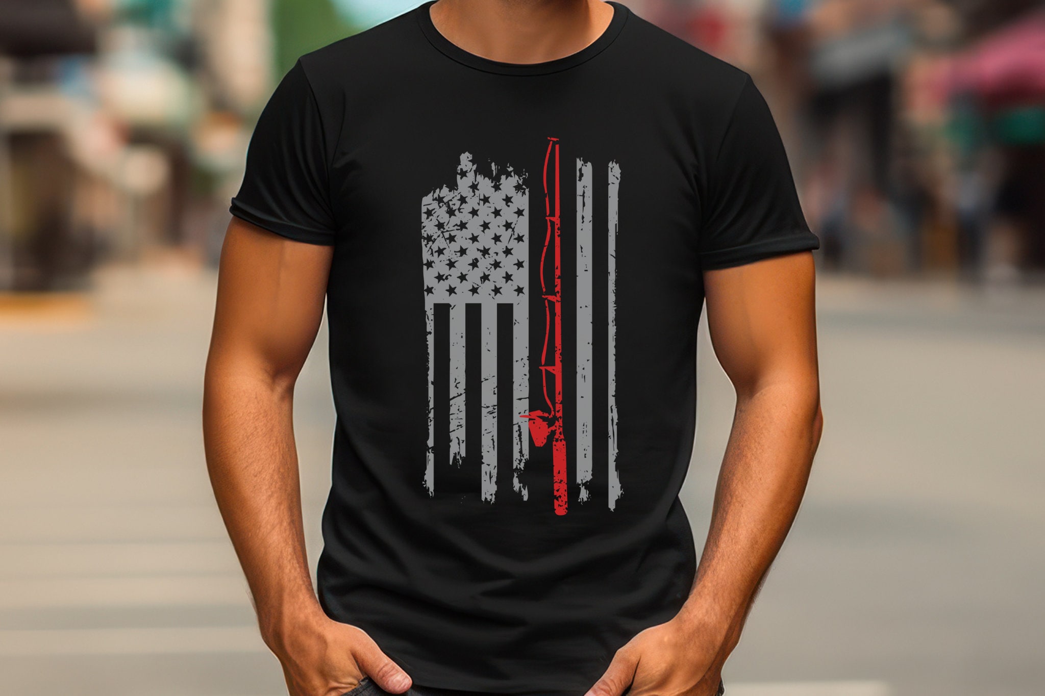 American Flag Fishing Shirt, Fishing Patriot, Rod N Reel Flag Tee