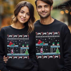 Geeky Christmas. Vintage Computer Game Ugly Sweater. Gamer. 