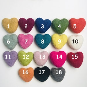 Felt Hearts Assorted Colours // Felt Pom Pom Heart Multicolour // Handmade Felt Hearts