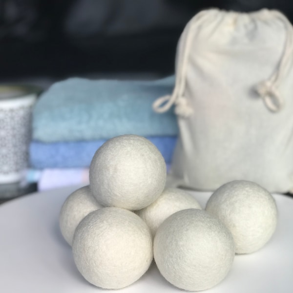 Wool Dryer Balls XL // Natural Eco Friendly Felted Wool Dryer Balls With No Chemicals // Organic & Baby Friendly // White Wool Laundry Balls