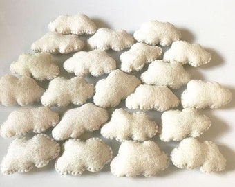 Felt Clouds // White Felt Clouds // Handmade Felted Clouds // Handmade From Pure New Zealand Wool