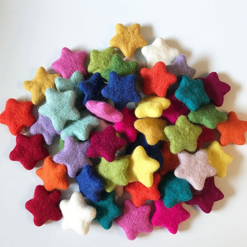 Felt Stars Assorted Colours // Felt Pom Pom Stars Multicolour Etsy