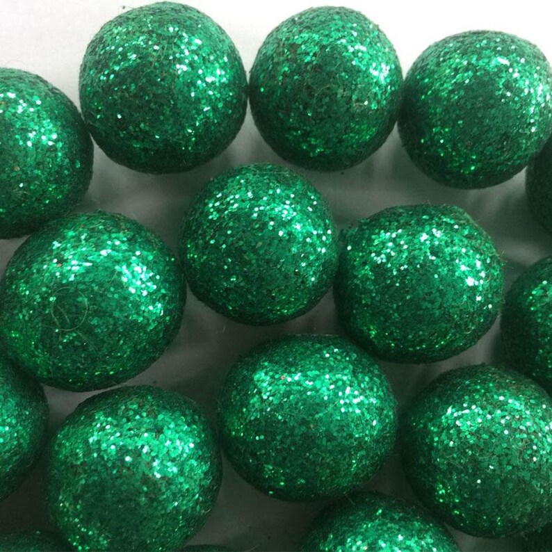 Glitter Felt Balls Emerald Green // Green Glitter Felt Balls Etsy