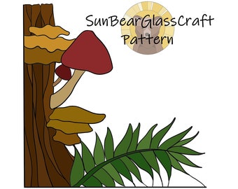 Stained Glass Forest Corner Pattern - DIGITAL DOWNLOAD PDF