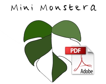 MINI Monstera Stained Glass Pattern - PDF Digital Download