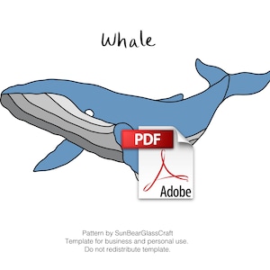 Whale Stained Glass Template - PDF Digital Download