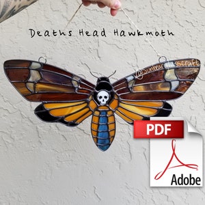 Death's-Head Hawkmoth Stained Glass Pattern - PDF Digital Download