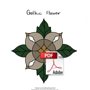 Gothic Flower Stained Glass Template - PDF Digital Download