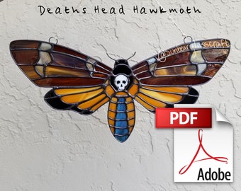 Death's-Head Hawkmoth Stained Glass Pattern - PDF Digital Download