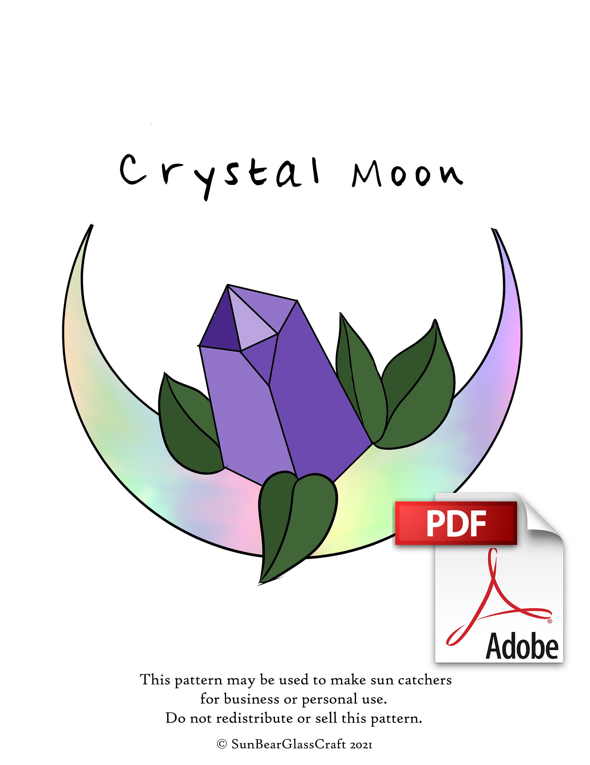 Crystal Moon Stained Glass Pattern PDF Digital Download - Etsy Israel