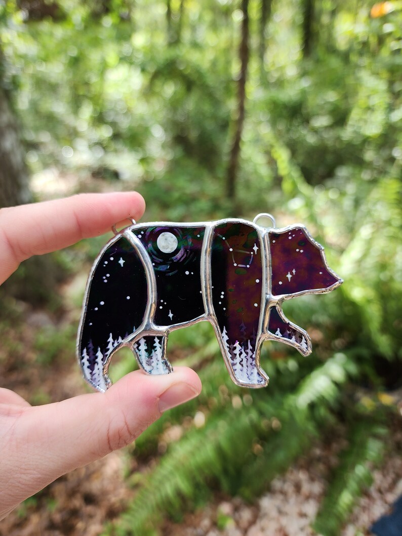 Ours rêveurs Ours en vitrail, Bear Lover Art, Ursa Major