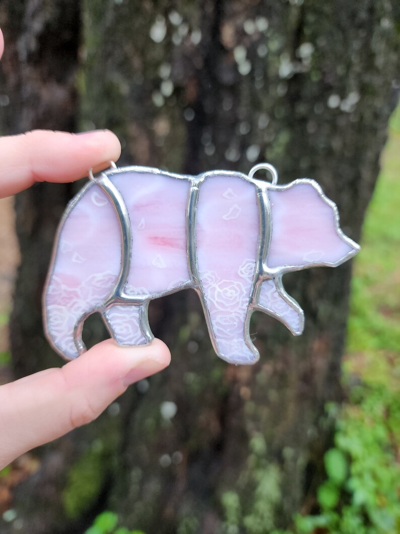 Ours rêveurs Ours en vitrail, Bear Lover Art, Rosey