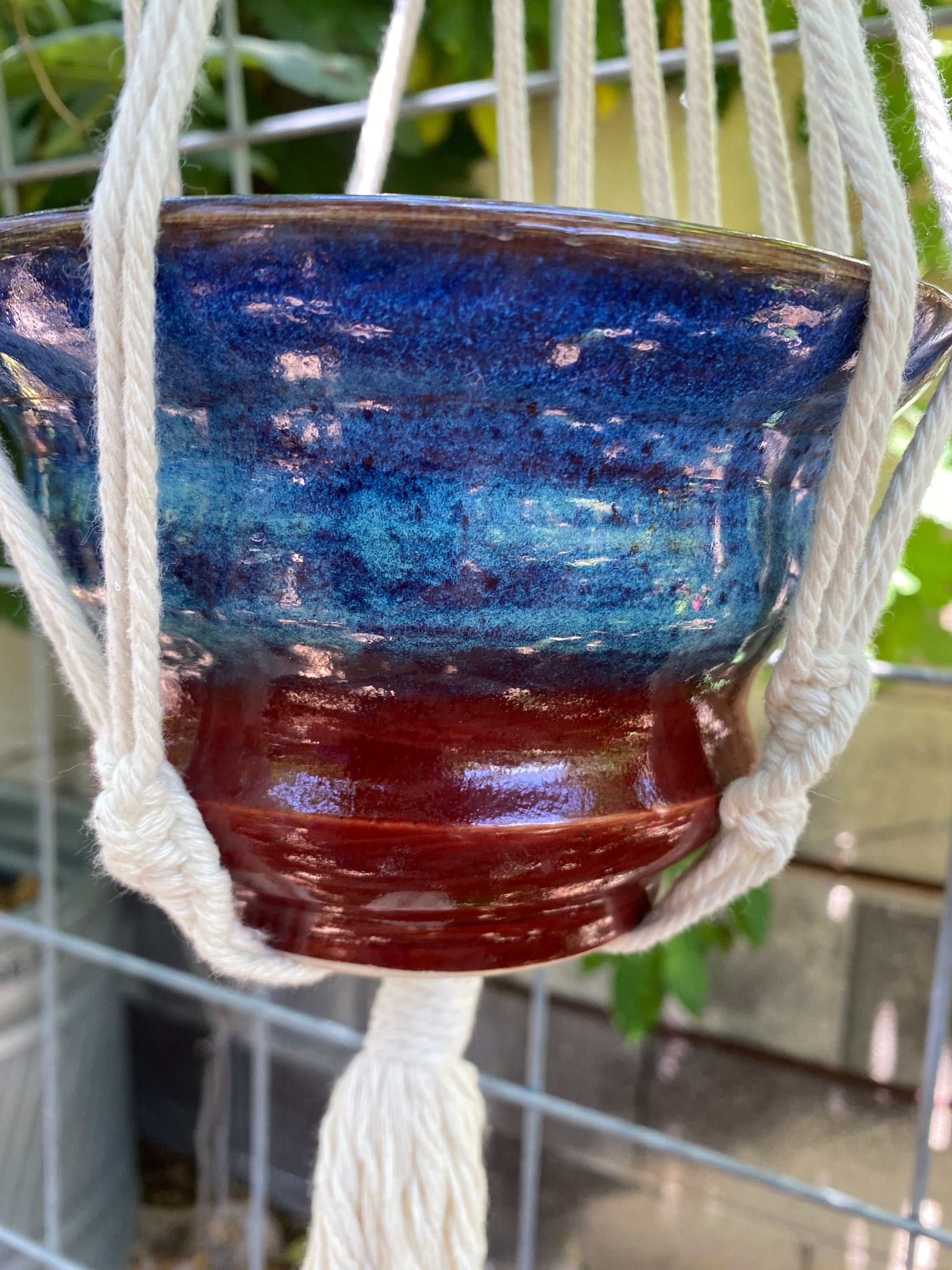 Handmade Plant Pot With Macrame Hanging Planter Etsy