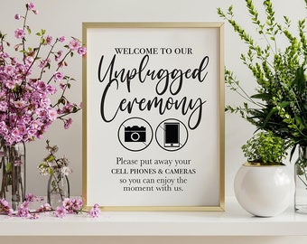 Printable Unplugged Ceremony PDF Sign || Instant PDF Download || Printable Minimalist Style Unplugged Ceremony Sign