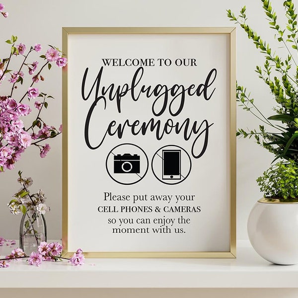 Printable Unplugged Zeremonie PDF Zeichen || Sofortiger PDF-Download || Druckbares Minimalist Style Unplugged Zeremonie Zeichen