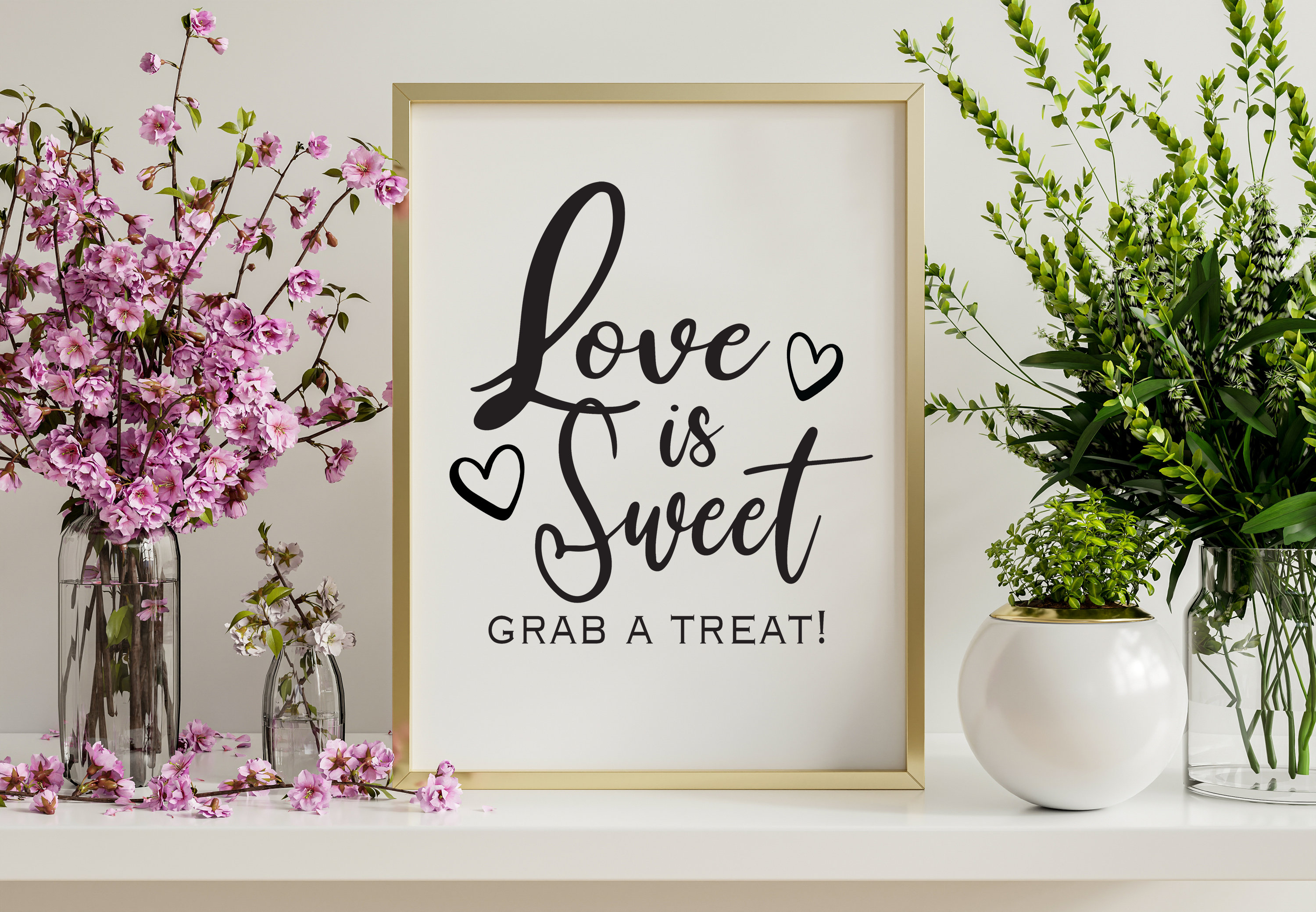 Sweets Table Wedding Sign || Love is Sweet, Grab a Treat Sign || Digital PDF Download