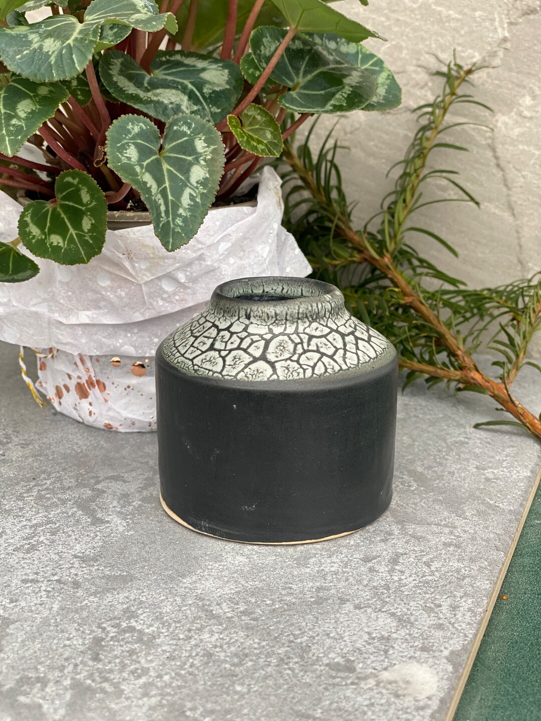 Hand Made Crawl Glaze Ceramic Vase Etsy