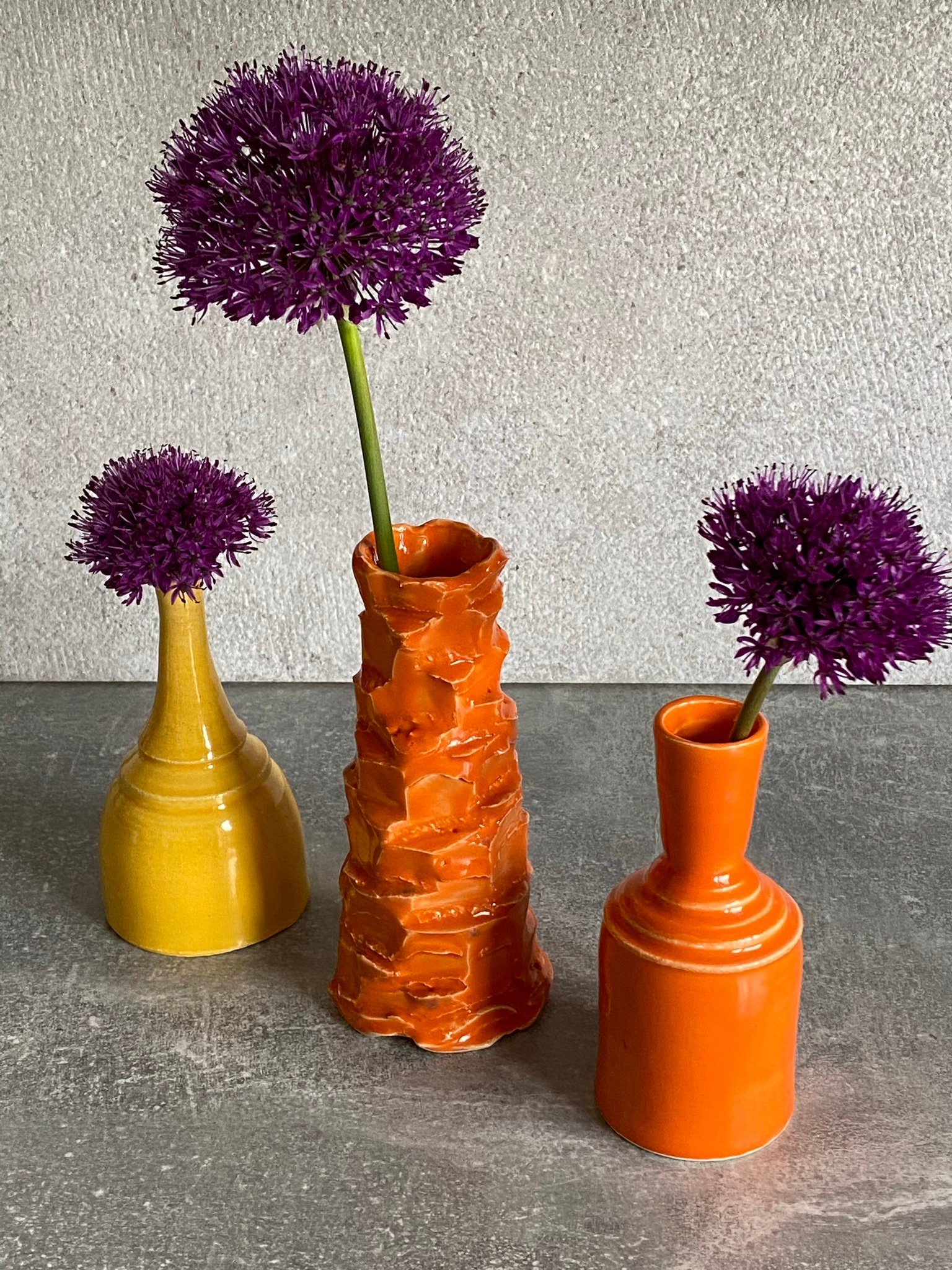Hot orange ceramic bud vase Etsy