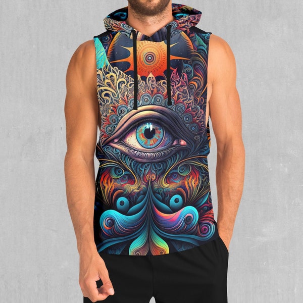 Cosmic Eye Mandala Psychedelic EDM Rave Festival Polyester Sleeveless Hoodie