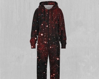 Crimson Space Outer Space Galaxy Adult Onesie Zip Up Jumpsuit Pajamas