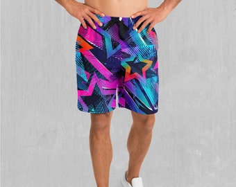 Starstruck Polyester Relaxed Mens Gym Festival Drawstring Shorts With Pockets Designs and Patterns