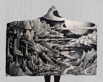 Eteriskt månsken psykedeliskt abstrakt trippy fleece sherpafilt med huva