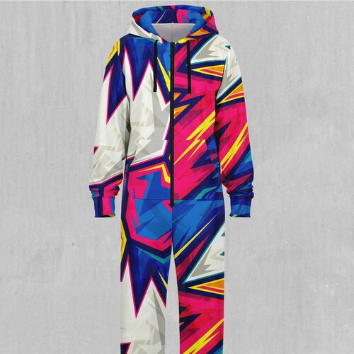 Blitz Abstract Adult shops Onesie Zip Up Jumpsuit Pajamas