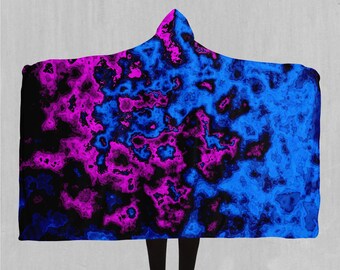 Geocídica Psychedelic abstract Sherpa Microfleece Cape Hooded Blanket