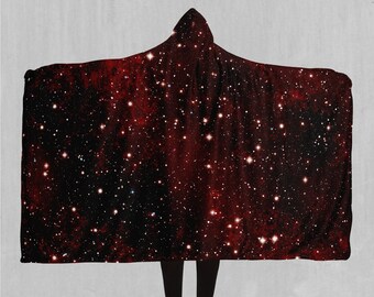 Crimson Space Stars Sherpa Microfleece Cape Hooded Blanket