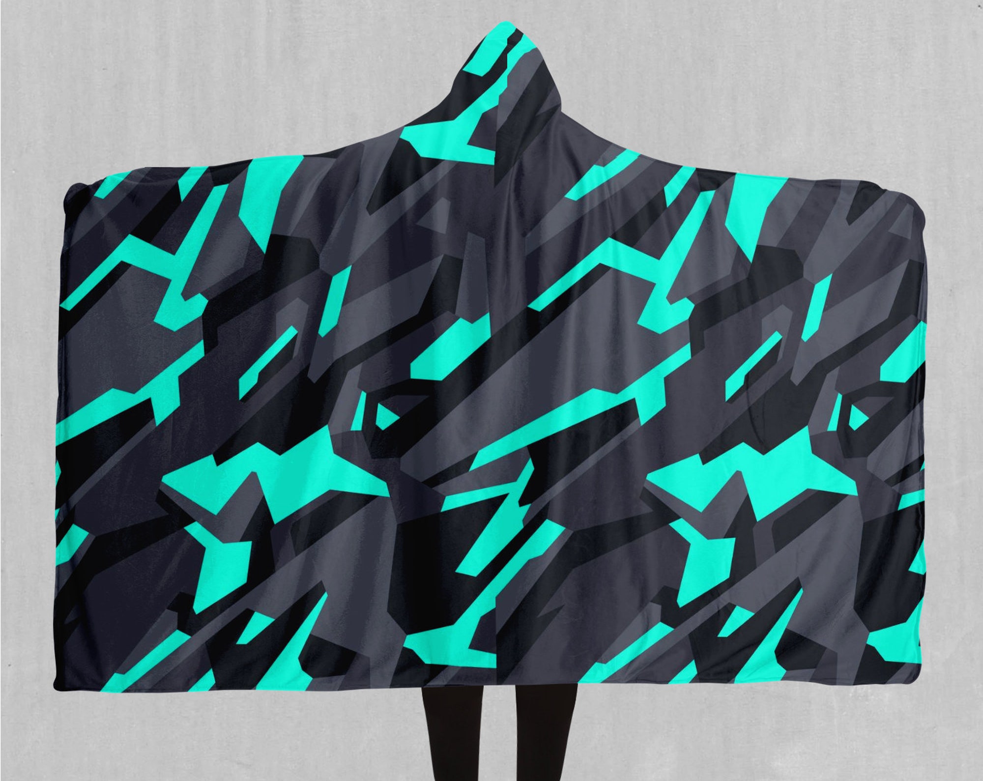 Cyber-Tech Abstract Pastel Sherpa Microfleece Cape Hooded Blanket