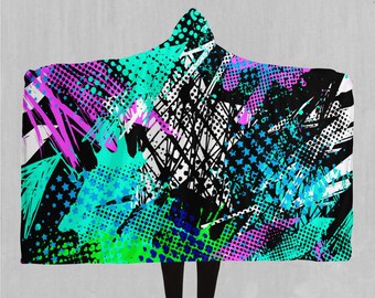 Electric Avenue Pastel Abstrakte Sherpa Microfleece Cape Kapuzendecke