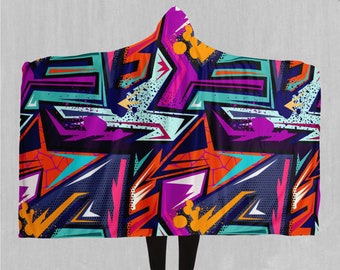 Tektonische Abstrakte Sherpa Microfleece Cape Kapuzendecke