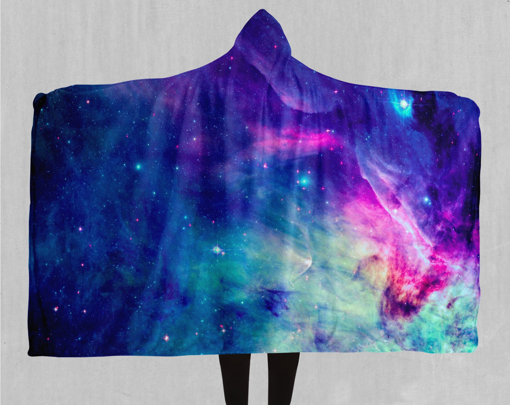 Galaxy Space Sherpa Microfleece Cape Hooded Blanket