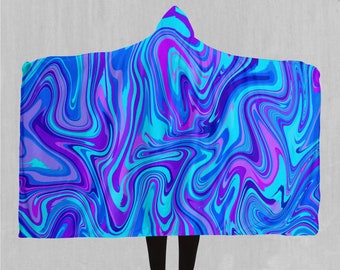 Vapor Drip Pastel Retro Sherpa Microfleece Cape Kapuzendecke