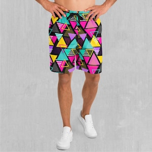 Triad Polyester Relaxed Mens Gym Festival Drawstring Shorts With Pockets Designs and Patterns