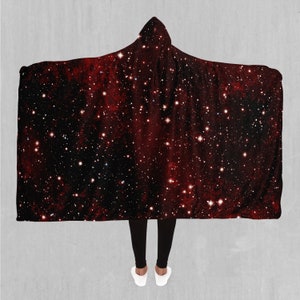 Crimson Space Stars Sherpa Microfleece Cape Hooded Blanket
