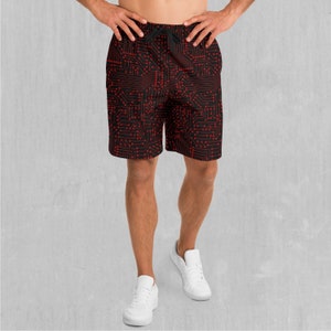 Rot Cybernetic Polyester Entspannte Herren Gym Festival Kordelzug Shorts mit Taschen Designs und Muster