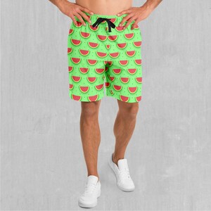 Watermelon Polyester Relaxed Mens Gym Festival Drawstring Shorts With Pockets Designs and Patterns