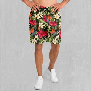 Botanical Polyester Relaxed Mens Gym Festival Drawstring Shorts With Pockets Designs and Patterns