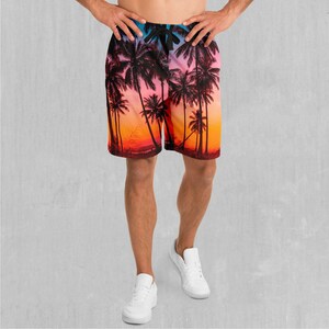 Coastal Dreams Polyester Relaxed Mens Gym Festival Drawstring Shorts With Pockets Designs and Patterns
