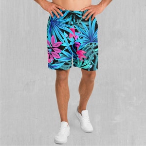 Neon Lush Polyester Relaxed Mens Gym Festival Drawstring Shorts With Pockets Designs and Patterns