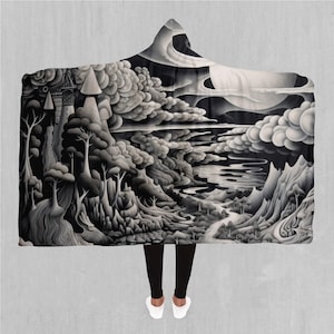 Ethereal Moonlight Psychedelic Abstract Trippy Fleece Sherpa Manta con capucha