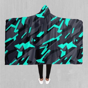 Cyber-Tech Abstract Pastel Sherpa Microfleece Cape Hooded Blanket