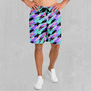 Vapor Camo Polyester Relaxed Mens Gym Festival Drawstring Shorts With Pockets Designs and Patterns